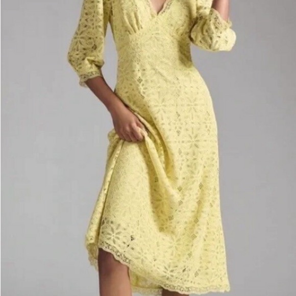 Anthropologie Dresses & Skirts - Anthropologie Lace Yellow Midi Dress